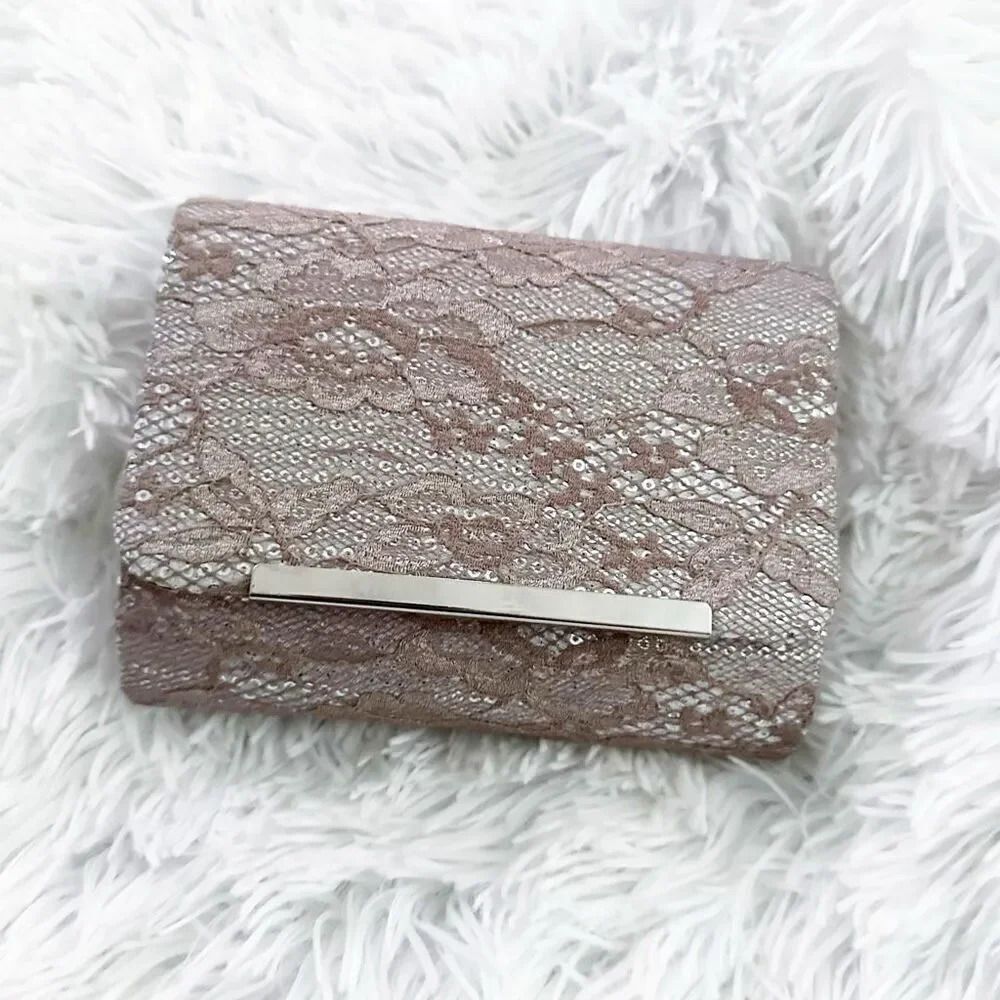 GUNNE SAX | Lace Nude Pink Clutch Chain Purse Handbag Shoulder Strap